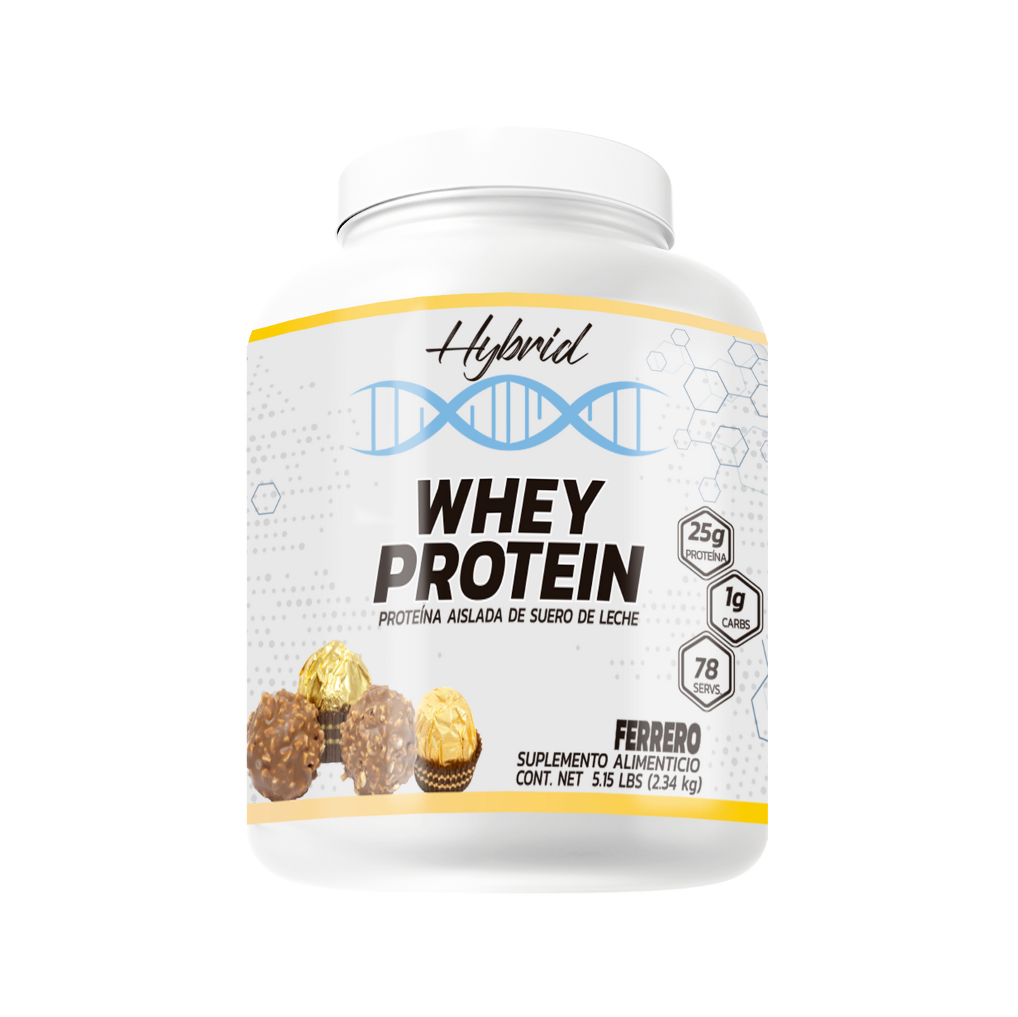 WHEY PROTEIN 5LB HYBRID sabor chocolate ferrero