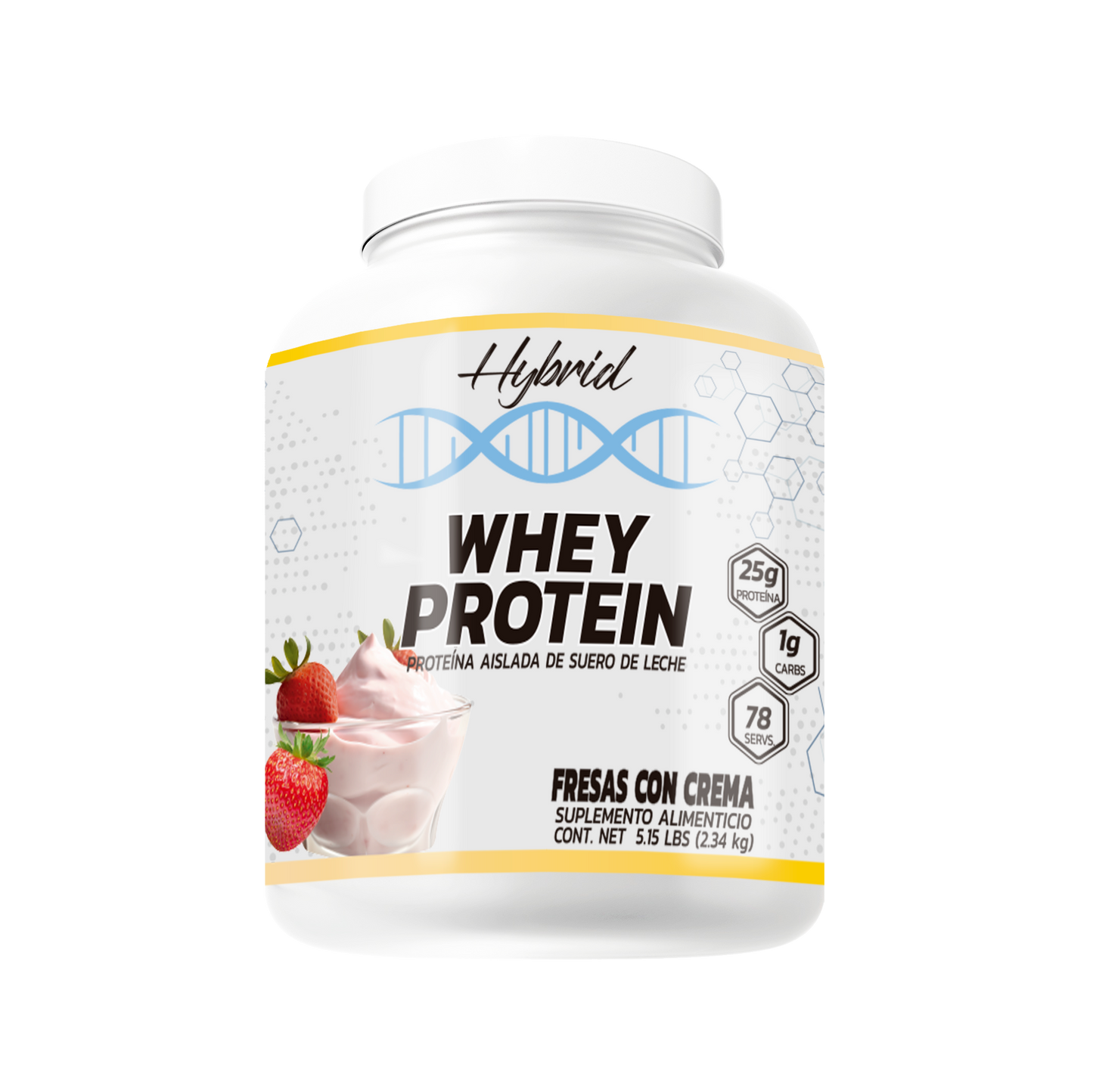 WHEY PROTEIN 5LB HYBRID sabor fresas con crema